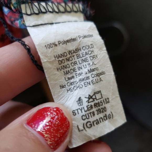 Rokoko Women's Large Patchwork Chiffon Short Sleeve Blouse V-neck Red Blue Top - Picture 6 of 7